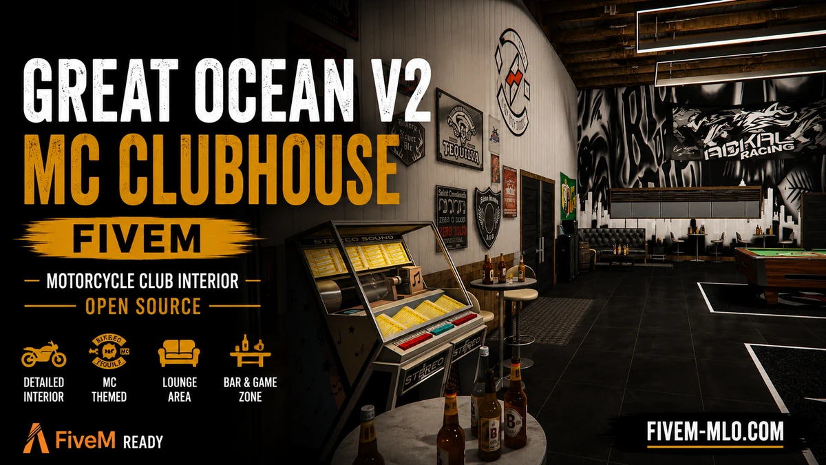 Great Ocean V2 MC Clubhouse MLO FiveM | Motorcycle Club Interior | Open Source